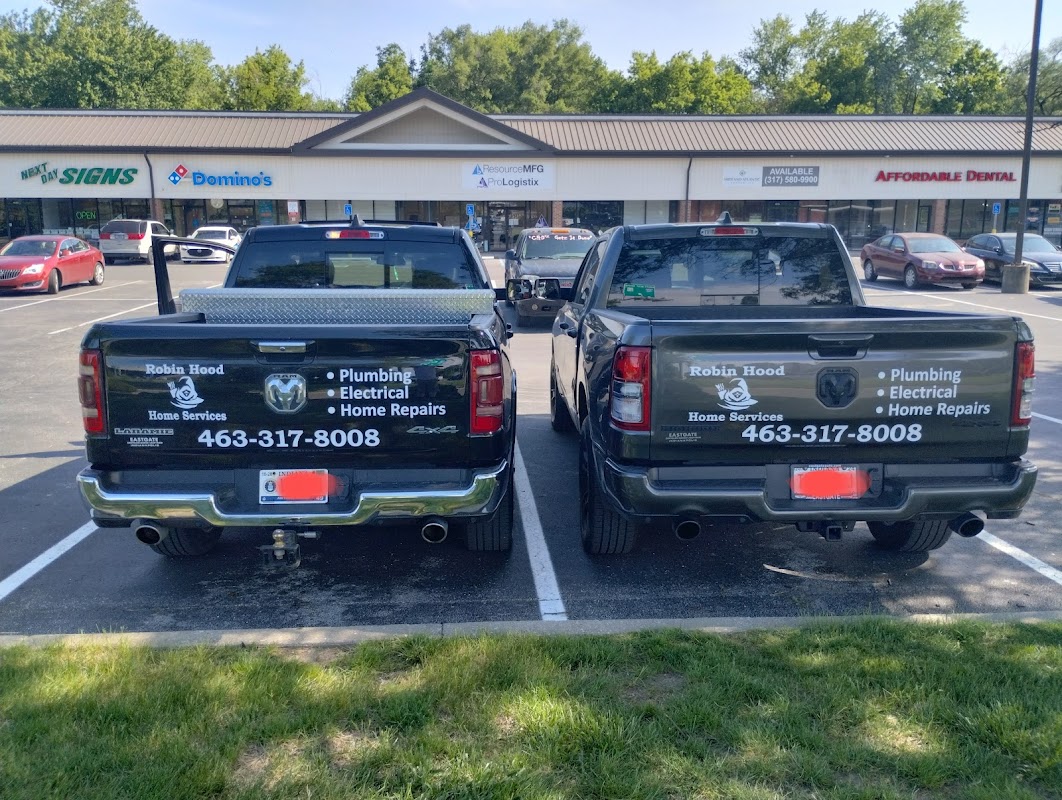 Robinhood Home Services branded work trucks in Greenfield, IN